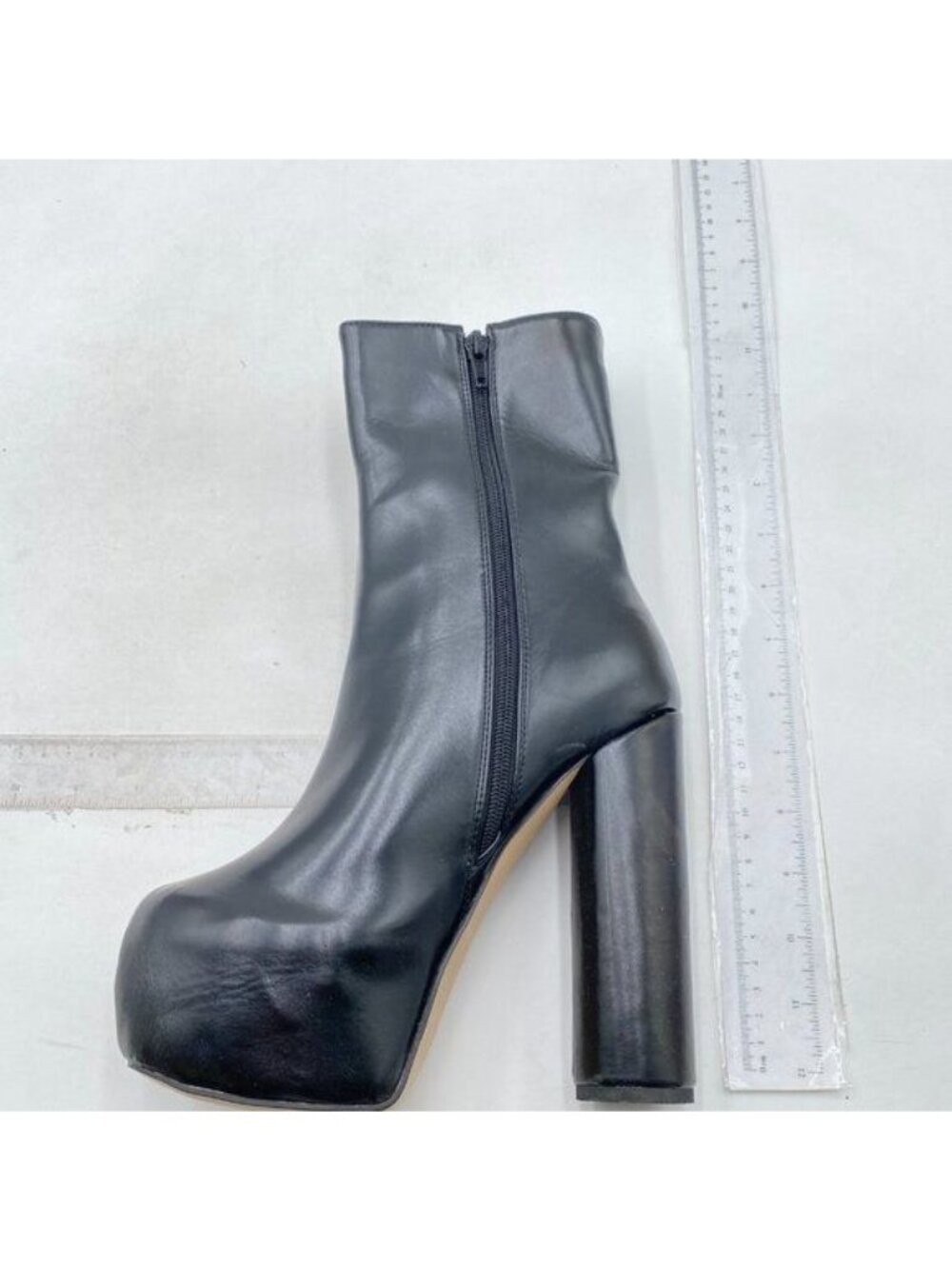 Women's Platform Ankle Boots Chunky High Heel Square Toe Stretch Short Boots